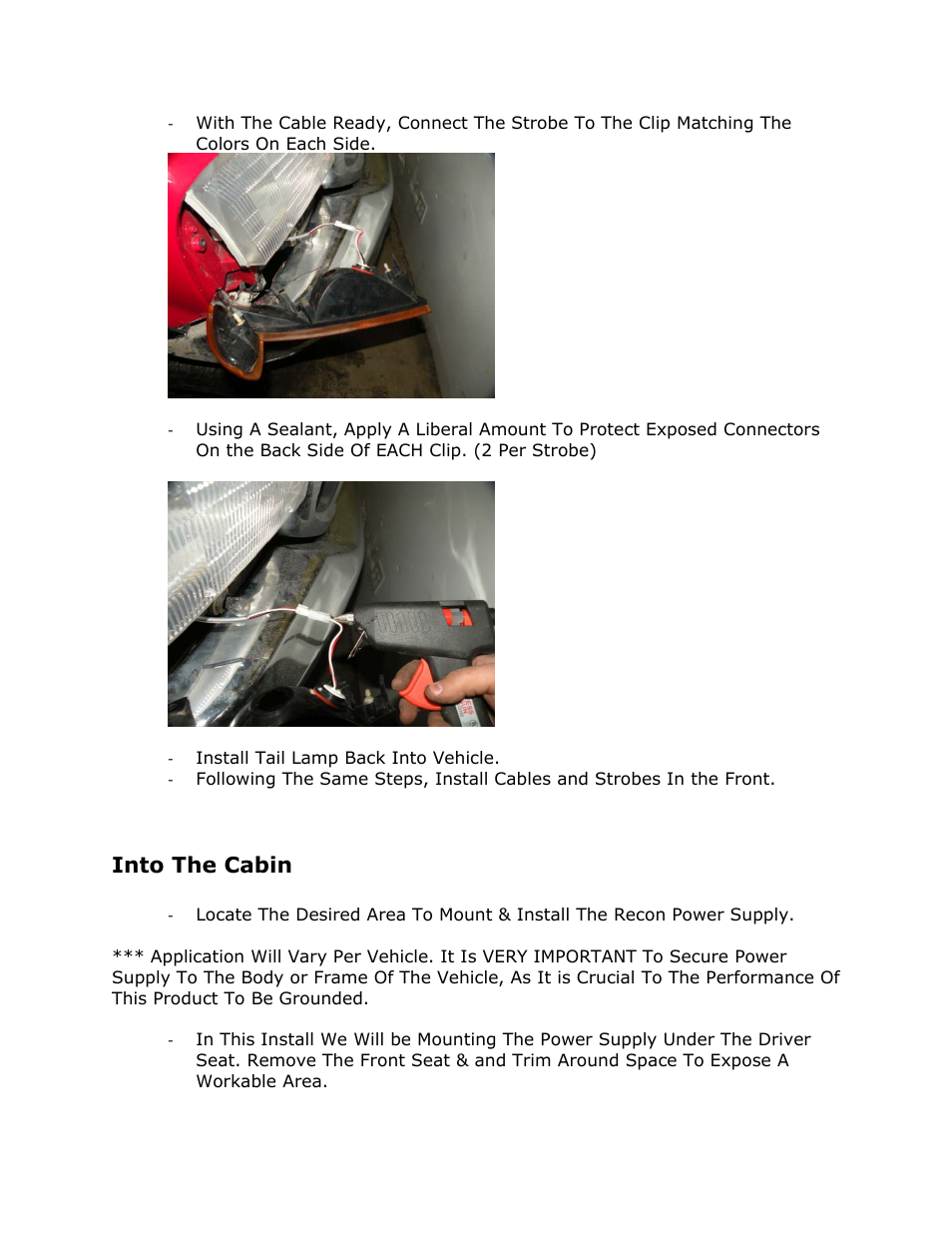 Into the cabin | RECON 26419 Xenon Strobe Light Kit User Manual | Page 7 / 10