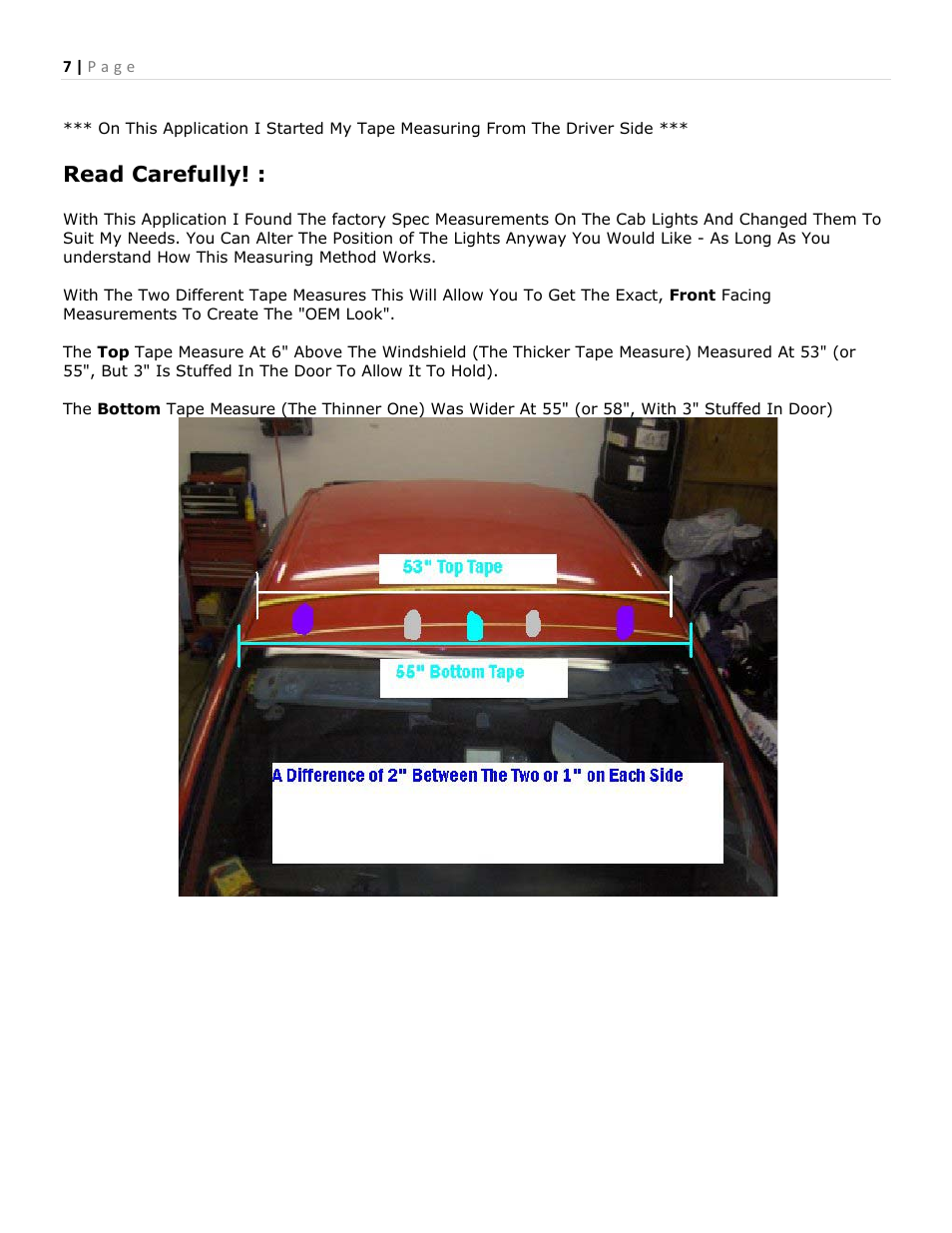 Read carefully | RECON 264146 RAM Cab Light (Dodge) User Manual | Page 7 / 16