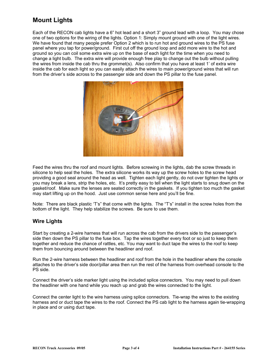 Mount lights | RECON 264155_264156 Cab Lights (Chevy-GMC) User Manual | Page 3 / 4