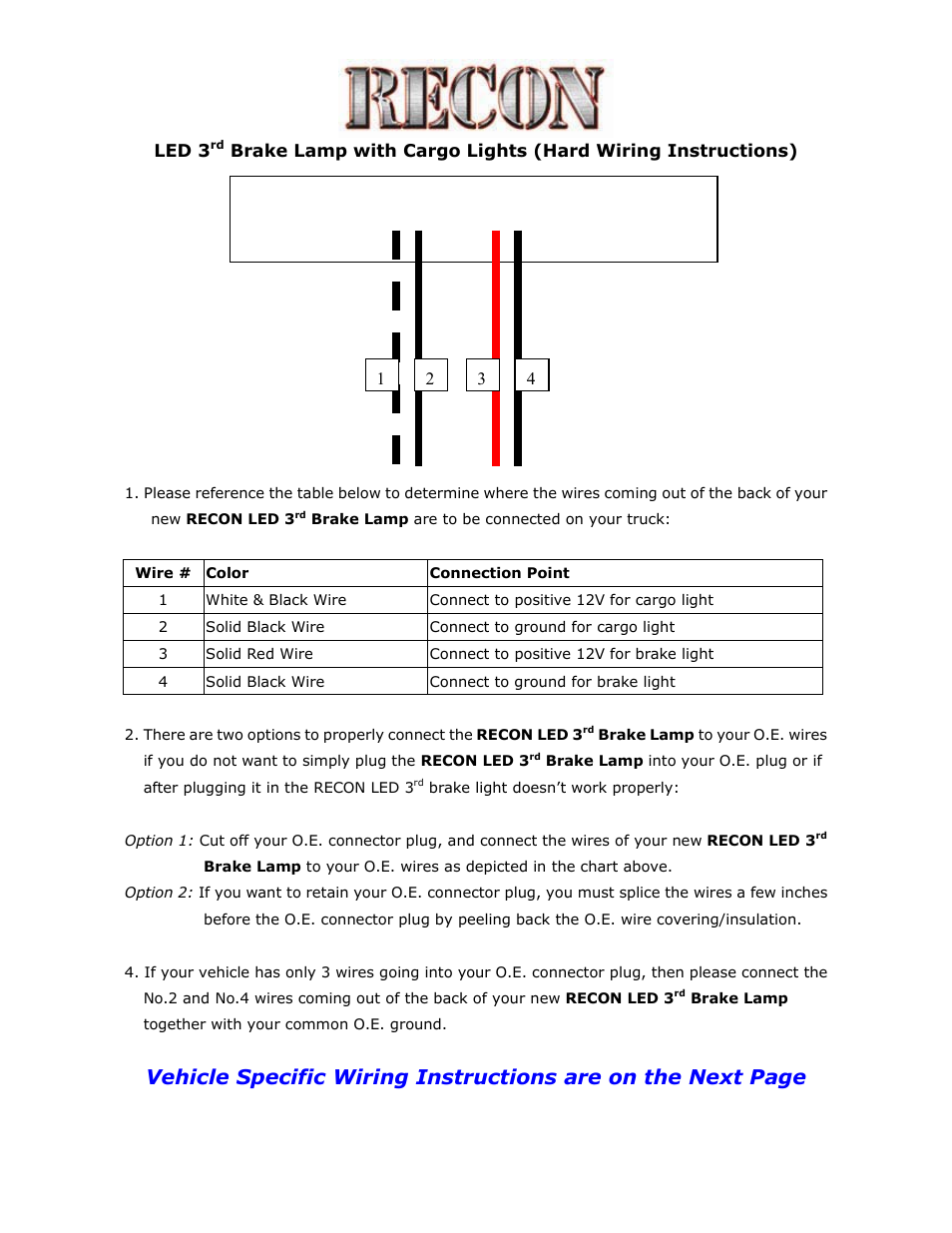 RECON 264123BK & CL 3rd Brake Lamp (Ford F-150 1997-2003) User Manual | 2 pages