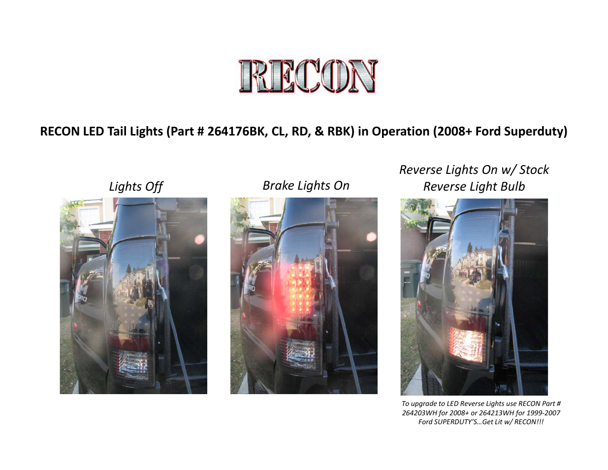 RECON LED Tail Lights (2008+ Ford Superduty) User Manual | Page 2 / 2