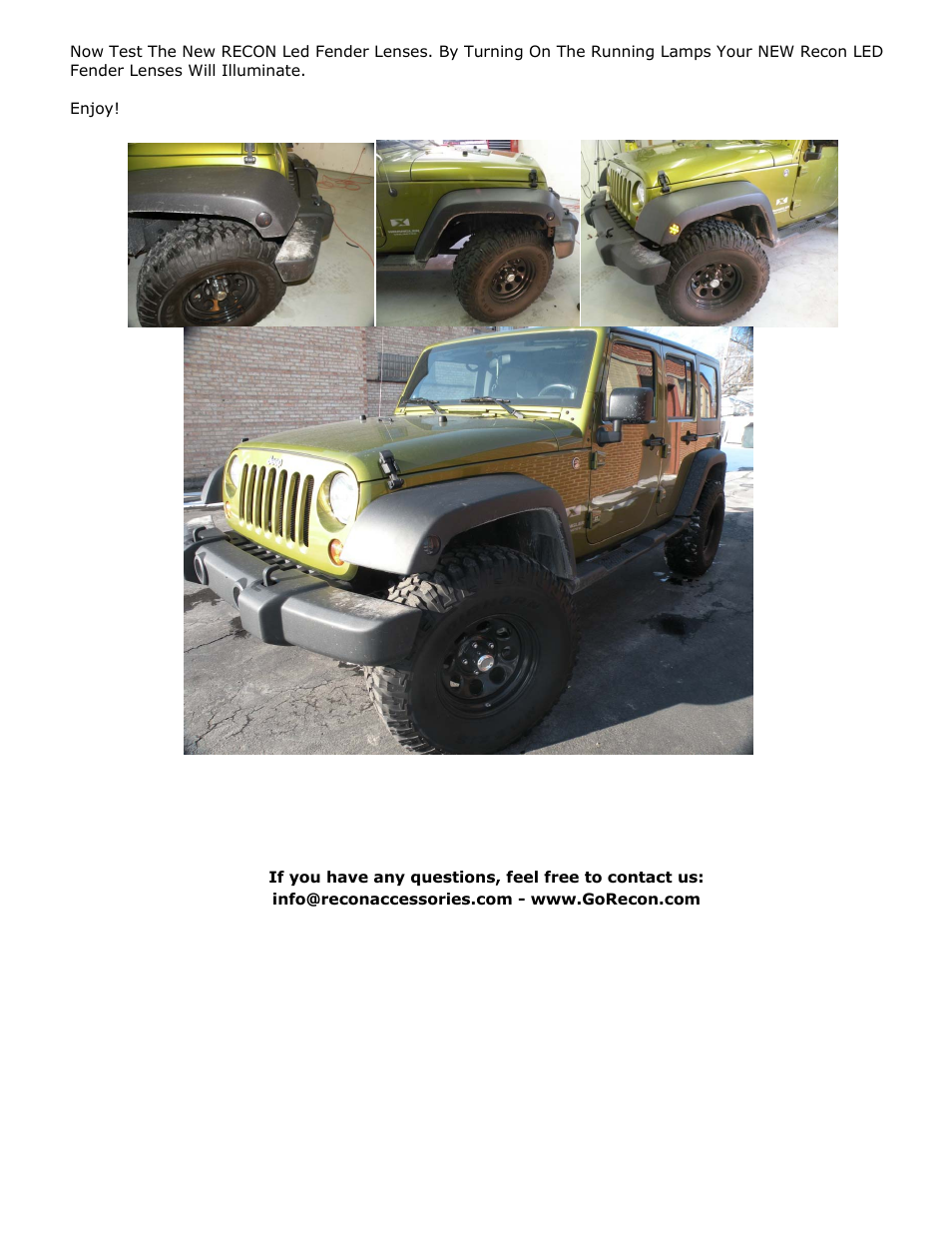 RECON 264135BK & CL Round Fender Lenses (Jeep Wrangler JK) User Manual | Page 9 / 9