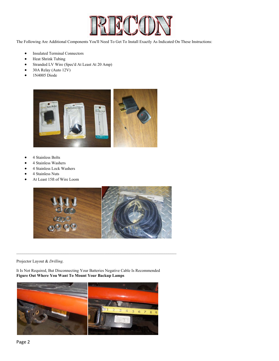 RECON 264150 Backup Projector Lamps DIY User Manual | Page 2 / 7