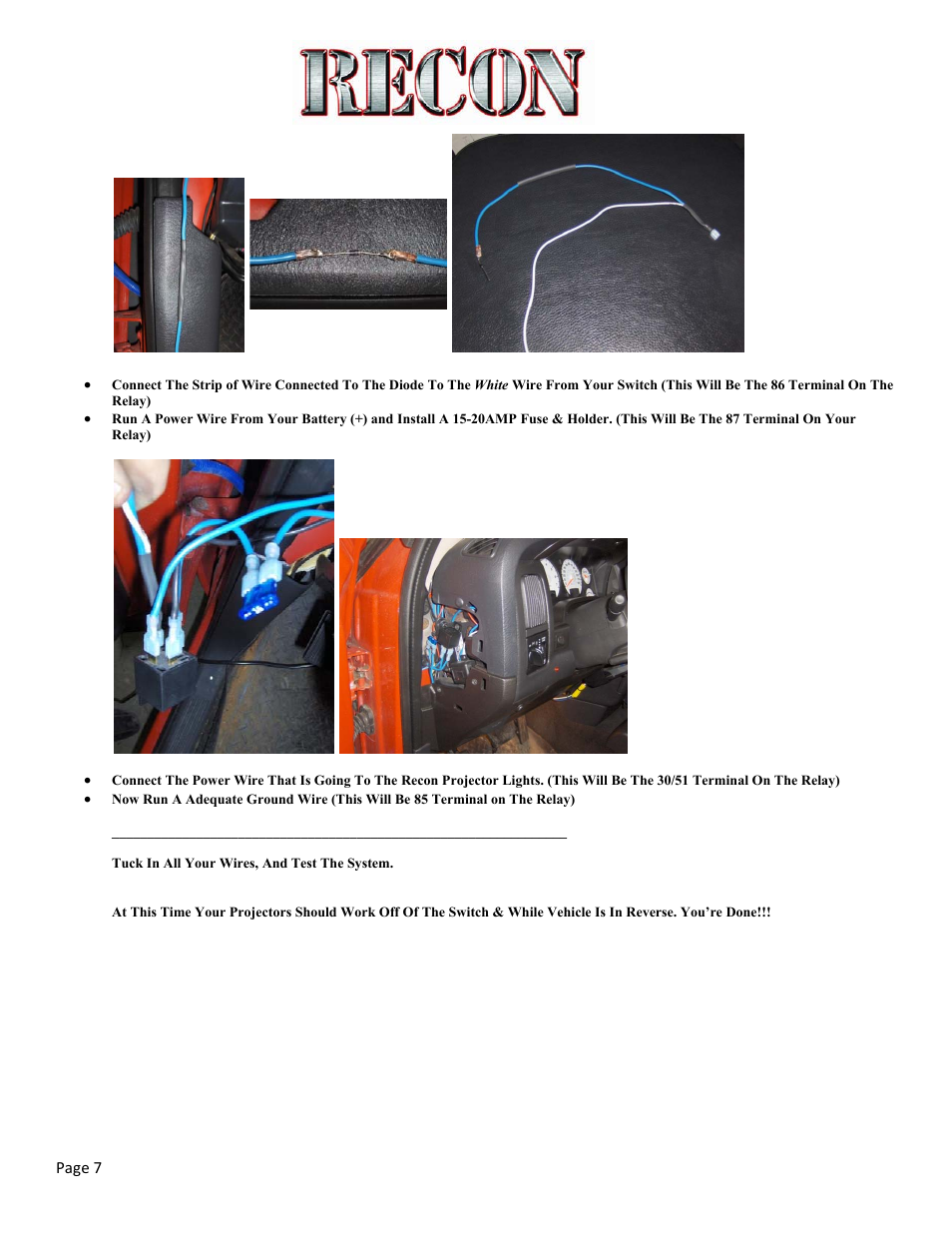 RECON 264150 Backup Projector Lamps DIY User Manual | Page 7 / 7