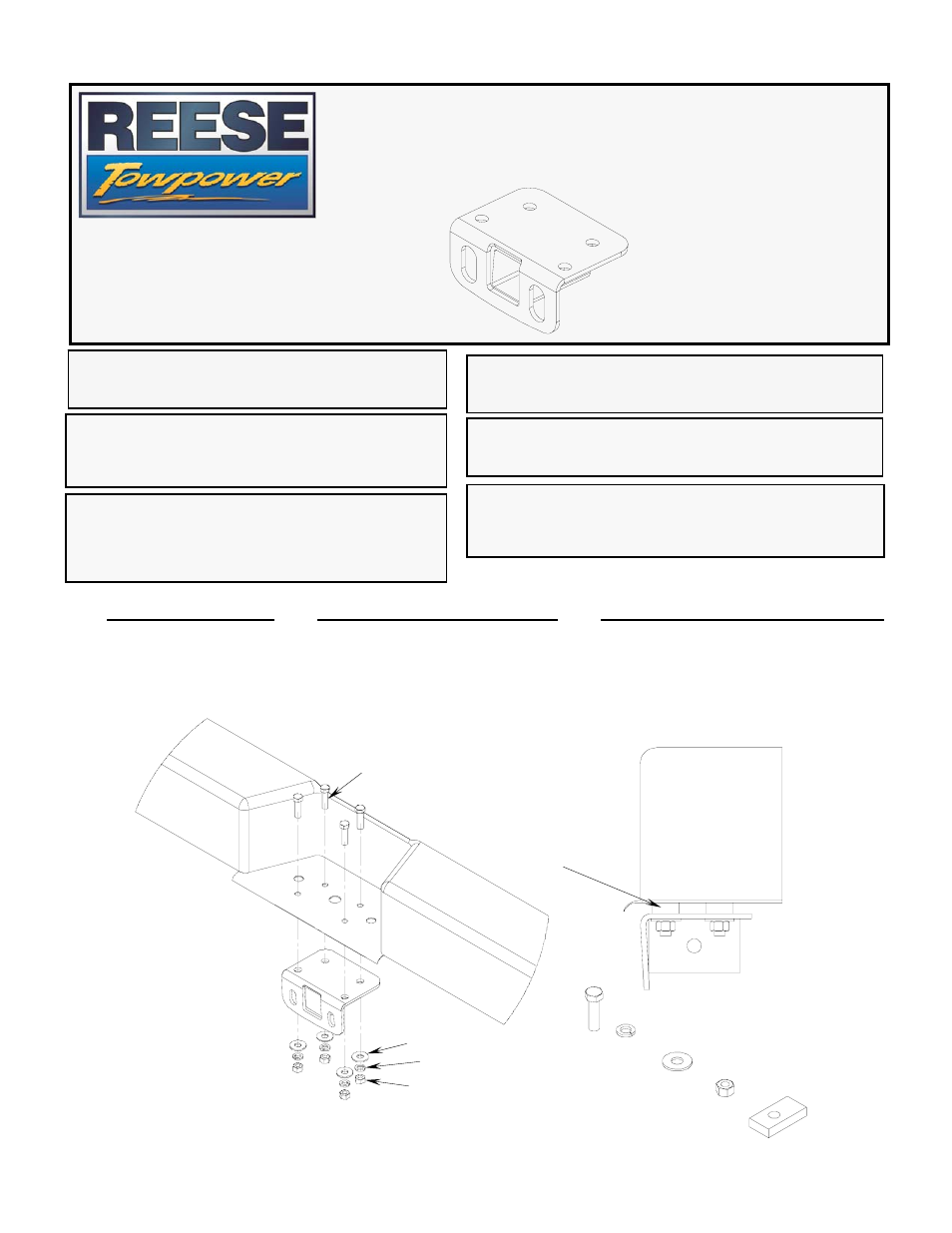 Reese 81378 STEP BUMPER RECEIVER User Manual | 2 pages