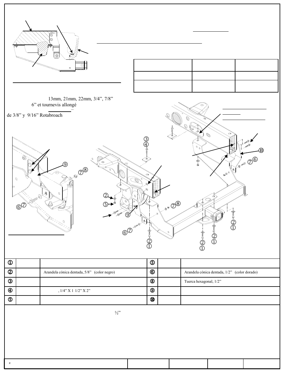 Instrucciones de instalación, Po pq, Kl m k po pq k n | Números de partes | Reese 45300 TITAN RECEIVER User Manual | Page 5 / 6