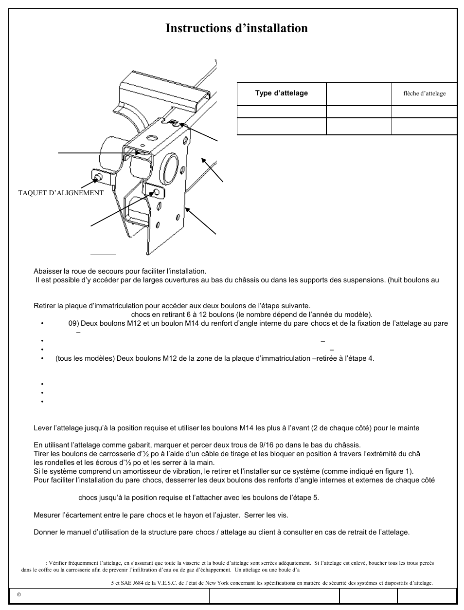 Instructions d’installation, Numéros de pièces | Reese 45299 TITAN RECEIVER User Manual | Page 4 / 6