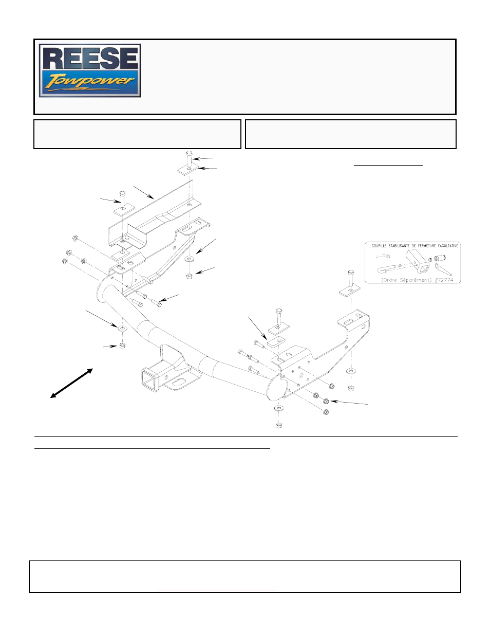 Instructions d’installation, Attelage polyvalent pour camionnettes, De produit | Outils requis | Reese 37069 MULTI-FIT RECEIVER User Manual | Page 10 / 31