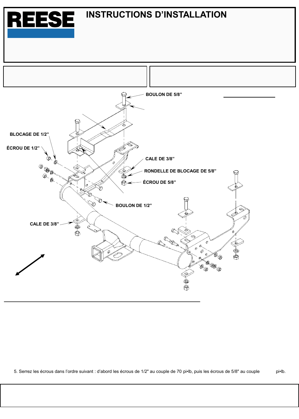 Instructions d’installation, Attelage polyvalent pour camionnettes, De produit | Outils requis | Reese 37034 MULTI-FIT RECEIVER User Manual | Page 9 / 28