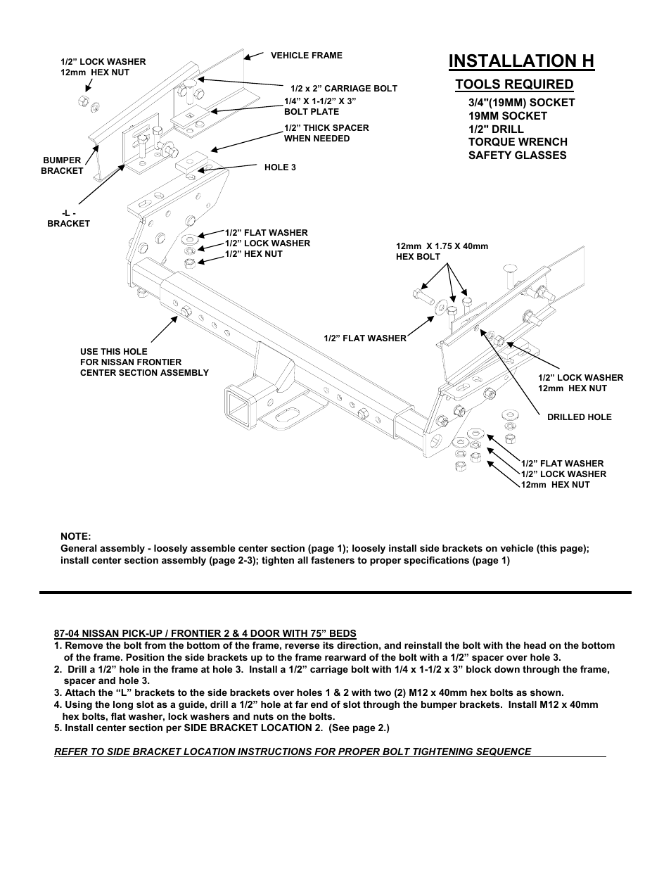 Installation h, Tools required | Reese 37152 MULTI-FIT RECEIVER User Manual | Page 10 / 66
