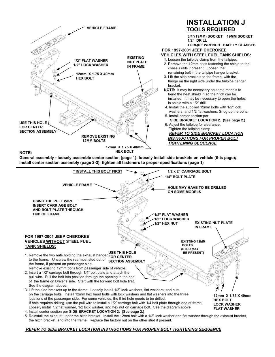 Installation j, Tools required | Reese 37152 MULTI-FIT RECEIVER User Manual | Page 12 / 66