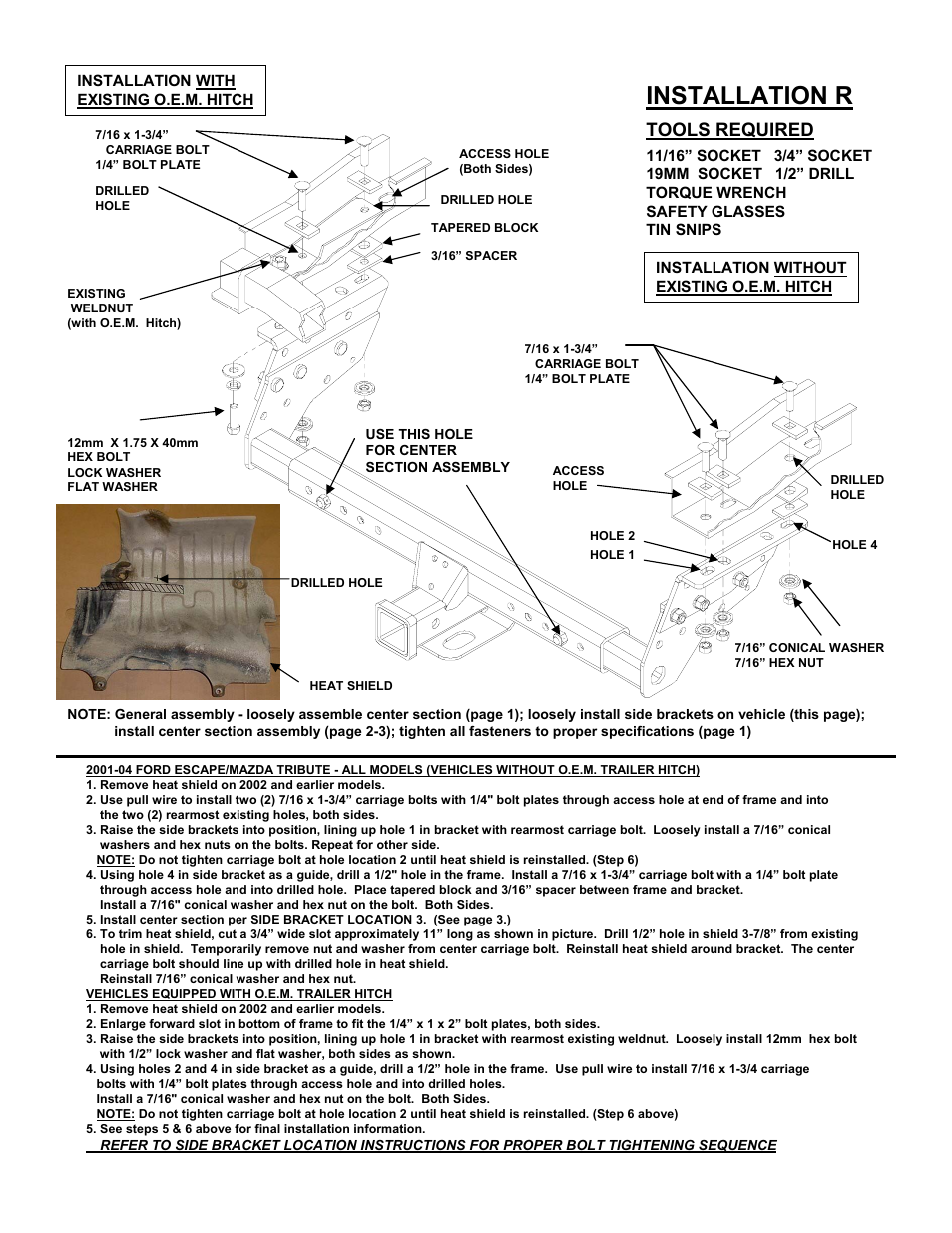 Installation r, Tools required | Reese 37152 MULTI-FIT RECEIVER User Manual | Page 18 / 66