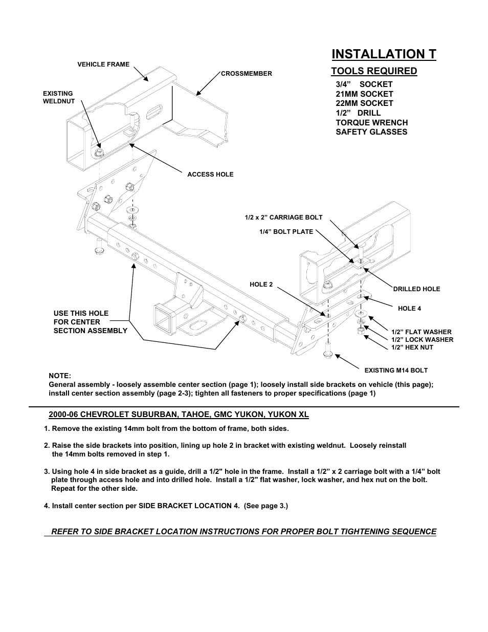Installation t, Tools required | Reese 37152 MULTI-FIT RECEIVER User Manual | Page 20 / 66