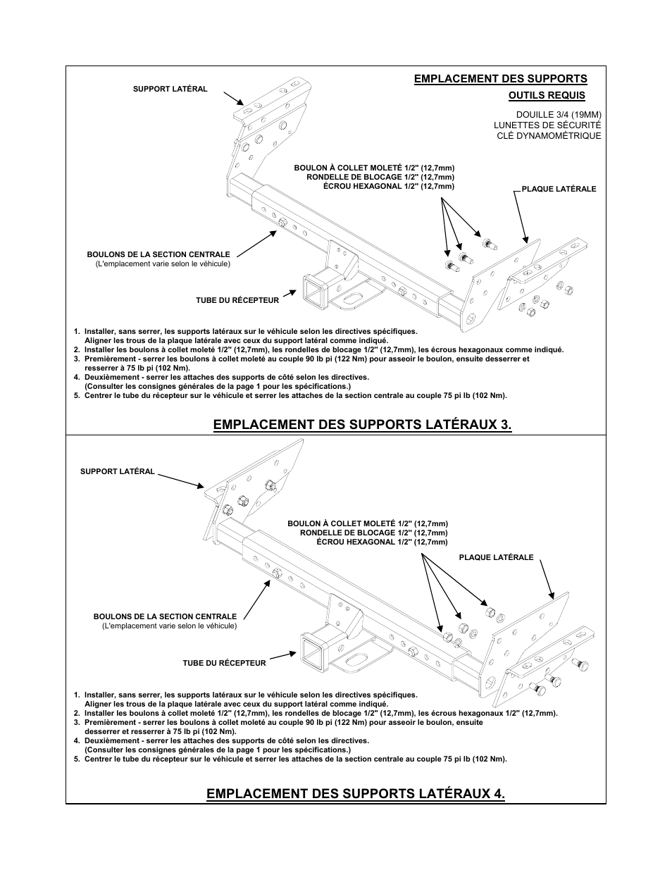 Emplacement des supports | Reese 37152 MULTI-FIT RECEIVER User Manual | Page 25 / 66