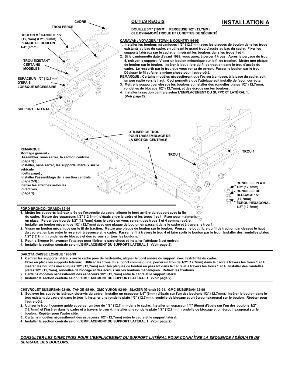 Installation a, Outils requis | Reese 37152 MULTI-FIT RECEIVER User Manual | Page 26 / 66