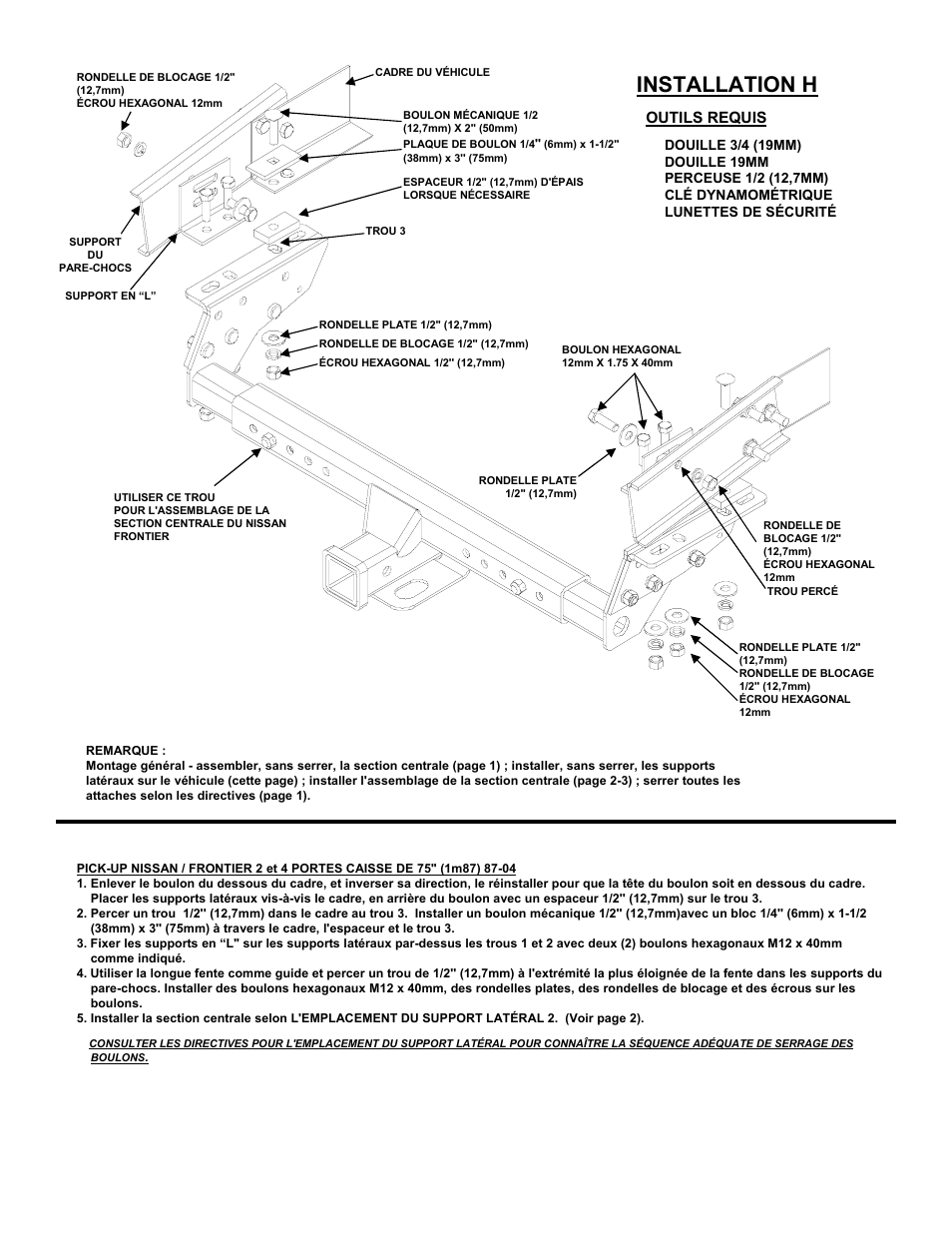 Installation h, Outils requis | Reese 37152 MULTI-FIT RECEIVER User Manual | Page 32 / 66