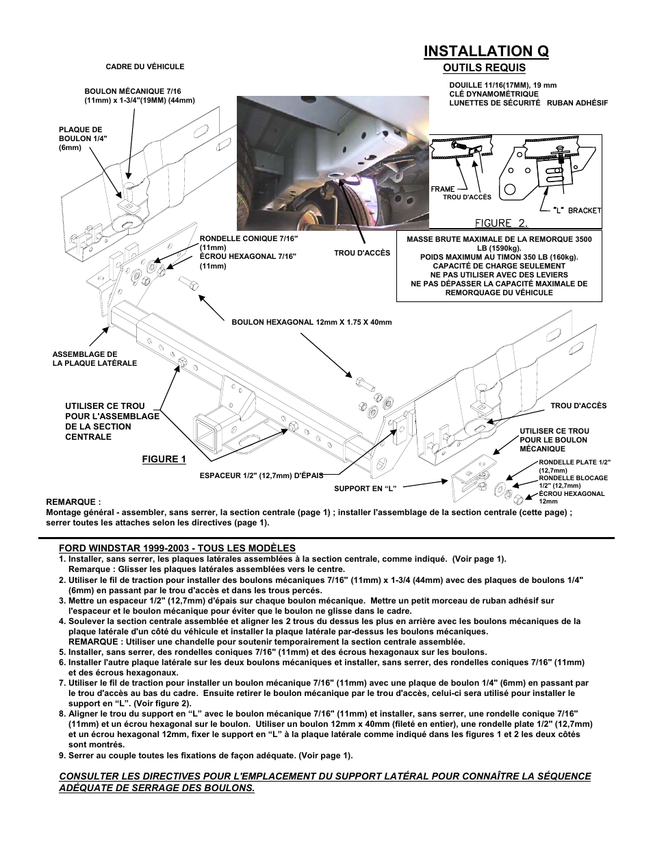 Installation q, Outils requis | Reese 37152 MULTI-FIT RECEIVER User Manual | Page 39 / 66