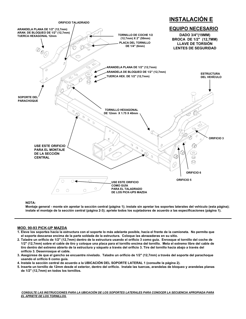 Instalación e, Equipo necesario | Reese 37152 MULTI-FIT RECEIVER User Manual | Page 51 / 66