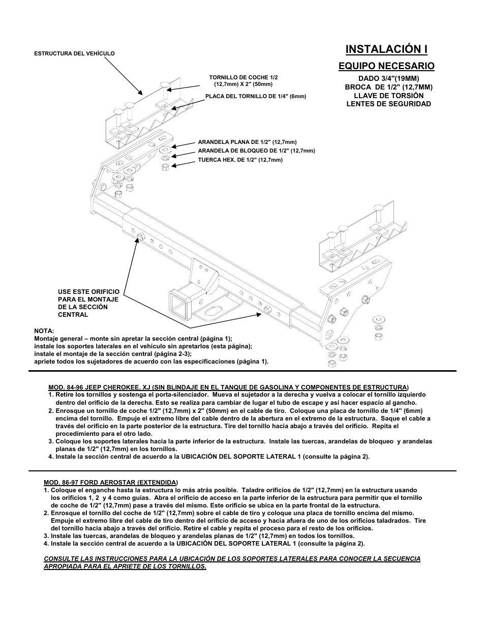 Instalación i, Equipo necesario | Reese 37152 MULTI-FIT RECEIVER User Manual | Page 55 / 66