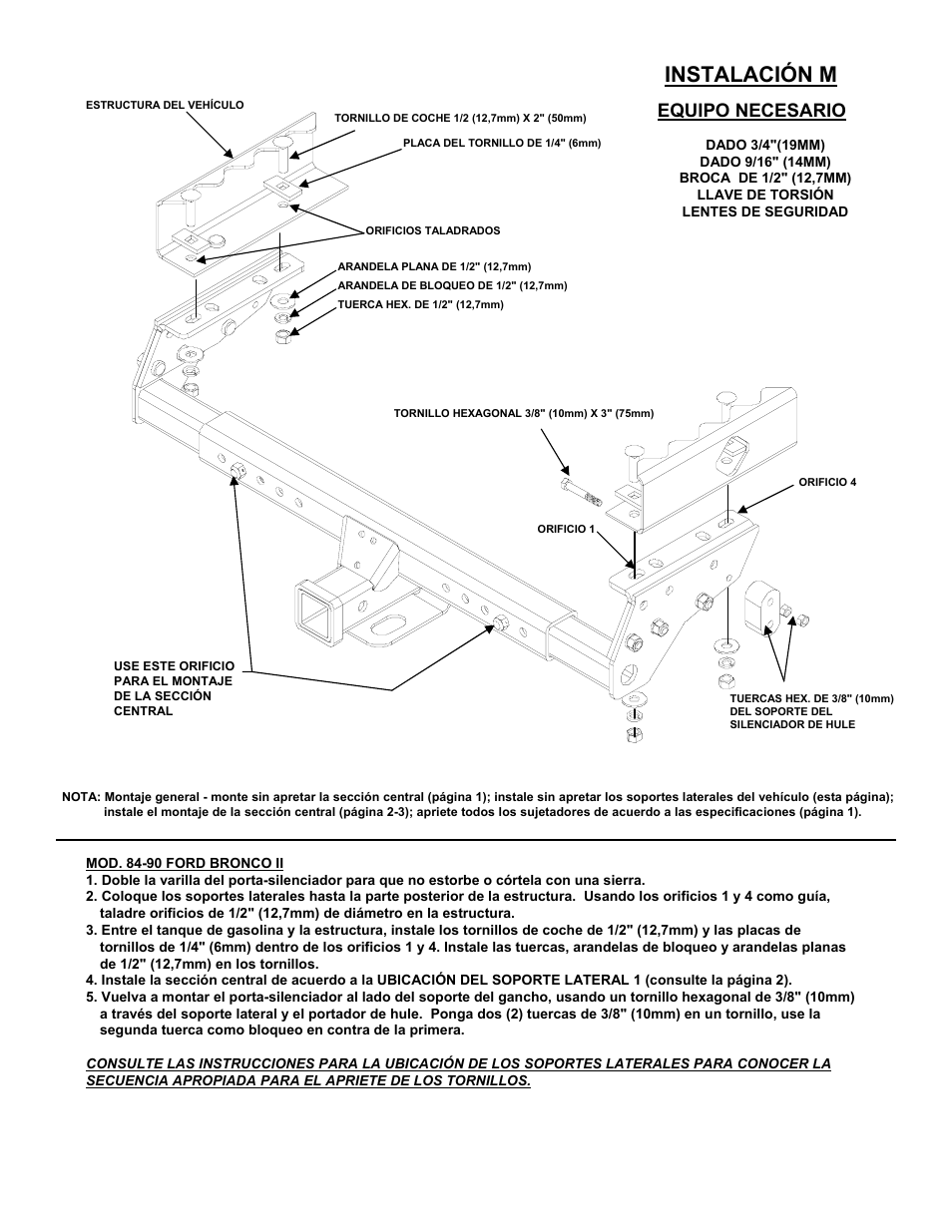 Instalación m, Equipo necesario | Reese 37152 MULTI-FIT RECEIVER User Manual | Page 59 / 66