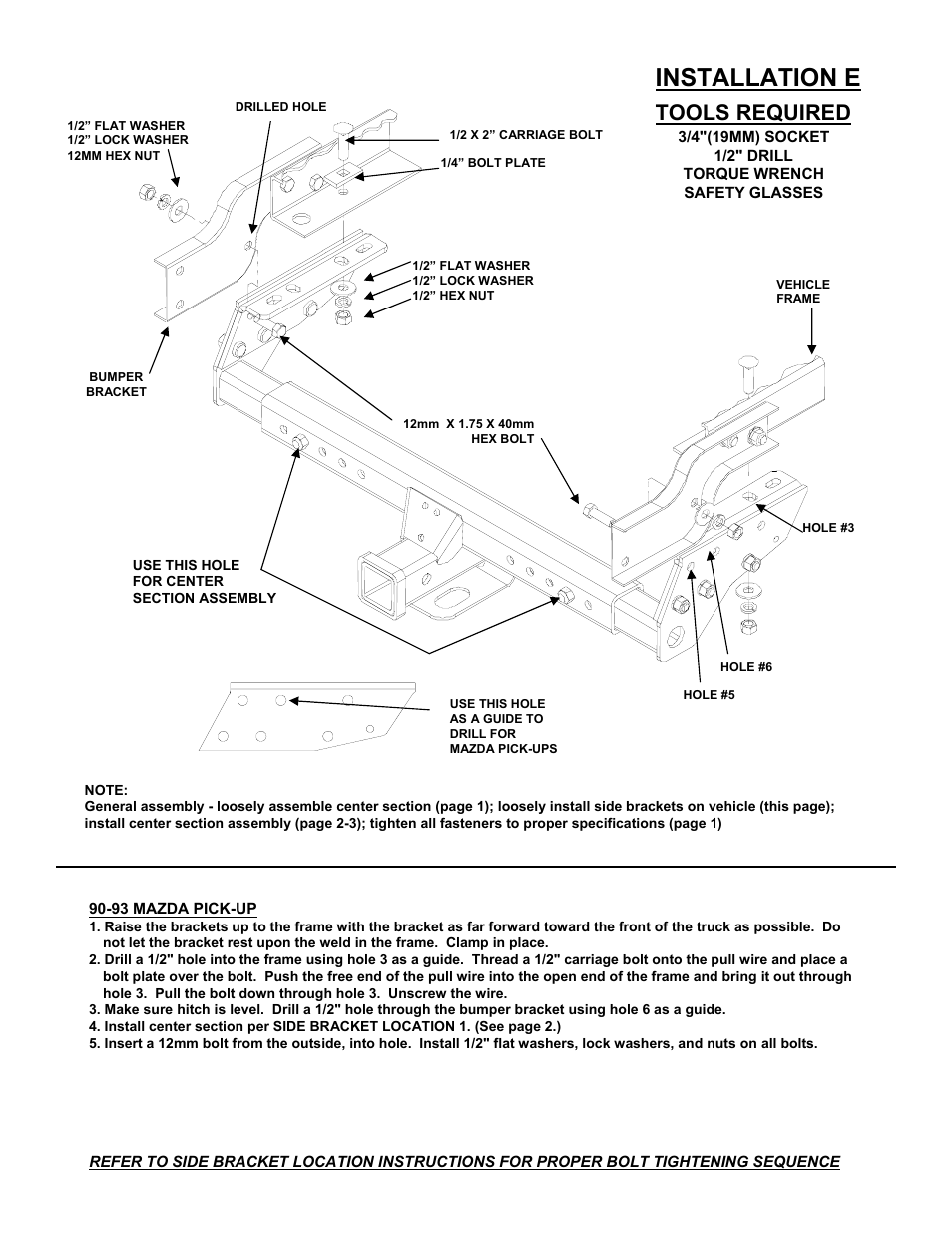Installation e, Tools required | Reese 37152 MULTI-FIT RECEIVER User Manual | Page 7 / 66