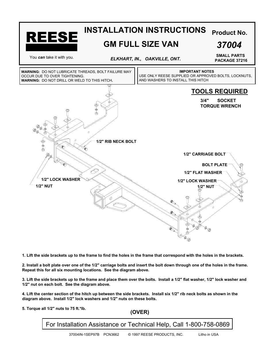 Reese 37004 PREMIUM RECEIVER User Manual | 2 pages