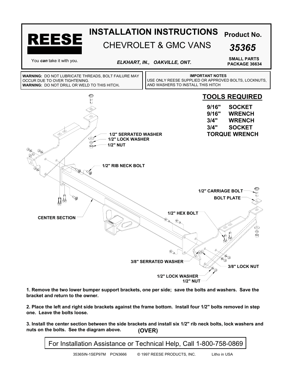 Reese 35365 PREMIUM RECEIVER User Manual | 2 pages
