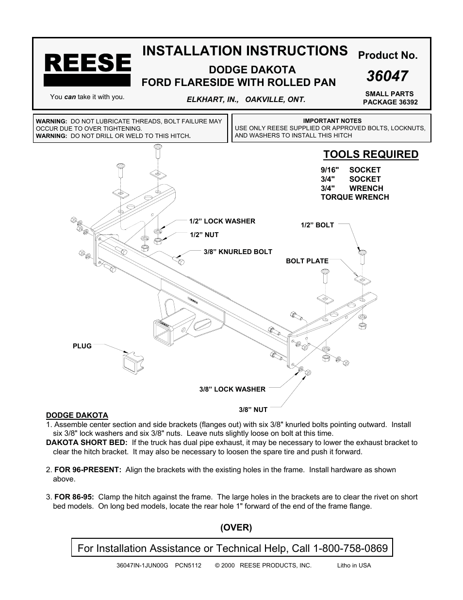 Reese 36047 PREMIUM RECEIVER User Manual | 2 pages