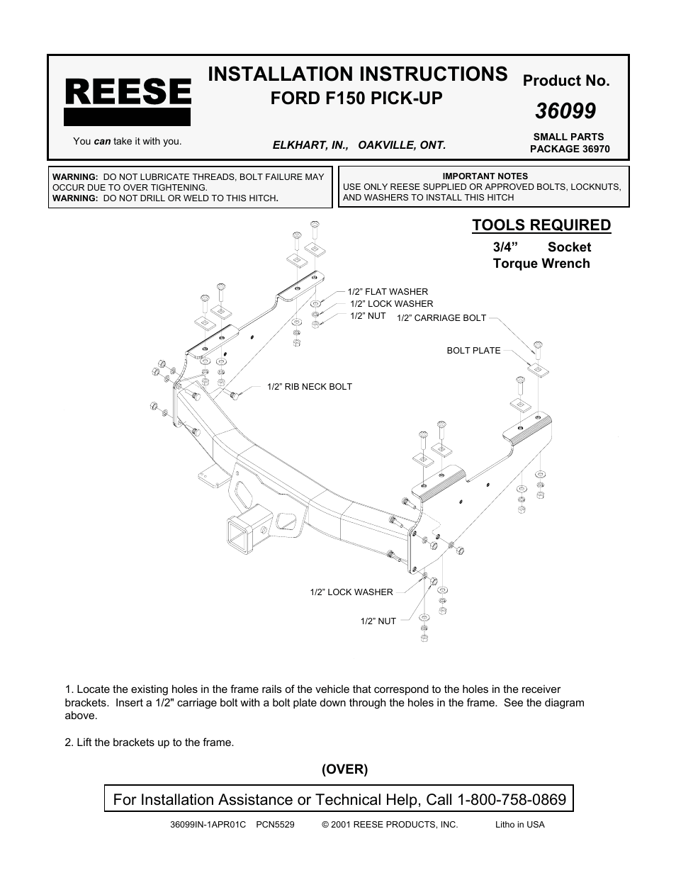 Reese 36099 PREMIUM RECEIVER User Manual | 2 pages