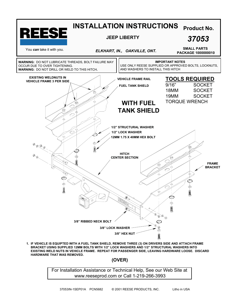 Reese 37053 PREMIUM RECEIVER User Manual | 2 pages