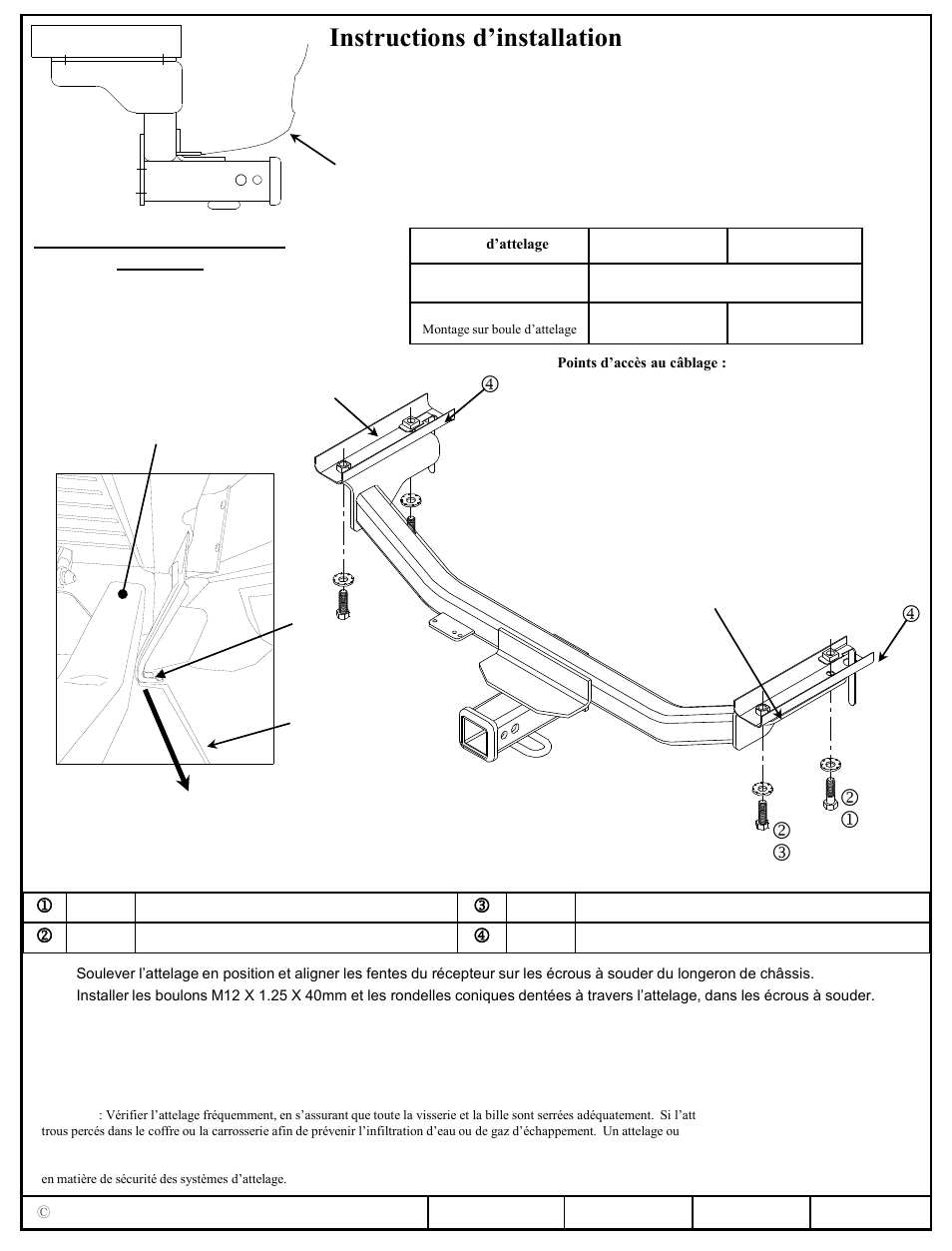 Instructions d’installation, Acura rdx, Kl k j m | Numéros de pièces | Reese 44695 PROFESSIONAL RECEIVER User Manual | Page 2 / 3