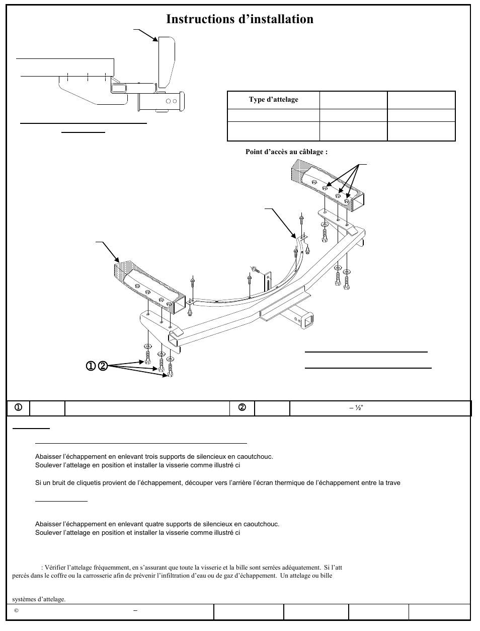 Instructions d’installation, Jk visserie similaire des deux côtés du véhicule, Acura mdx honda pilot | Numéros de pièces | Reese 44589 PROFESSIONAL RECEIVER User Manual | Page 2 / 3