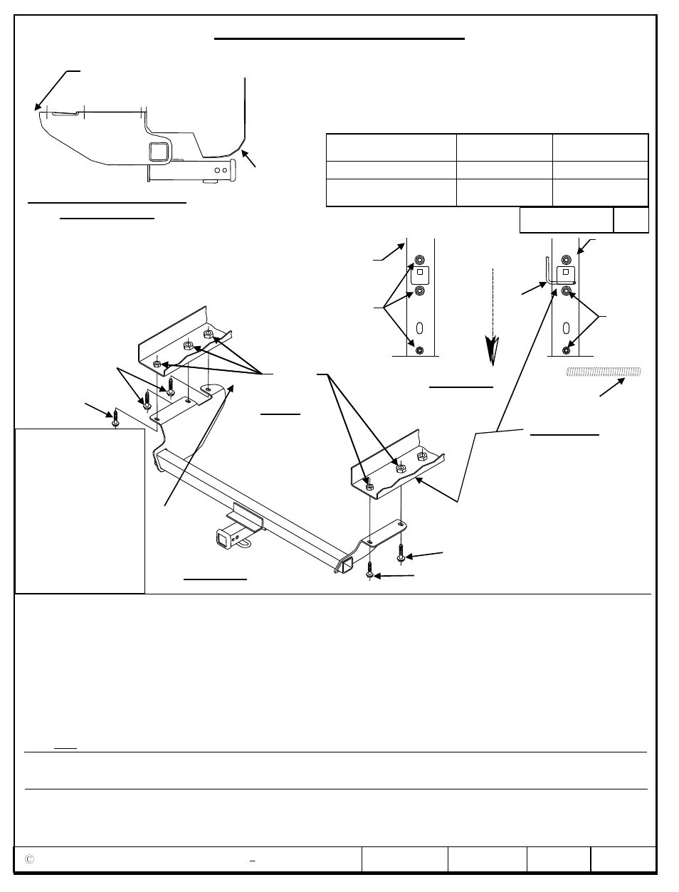 Instrucciones de instalación, Figura 1, Figura 2 | Nota: se usan todos los pernos en el vehículo, Atención, Números de partes | Reese 44586 PROFESSIONAL RECEIVER User Manual | Page 3 / 3