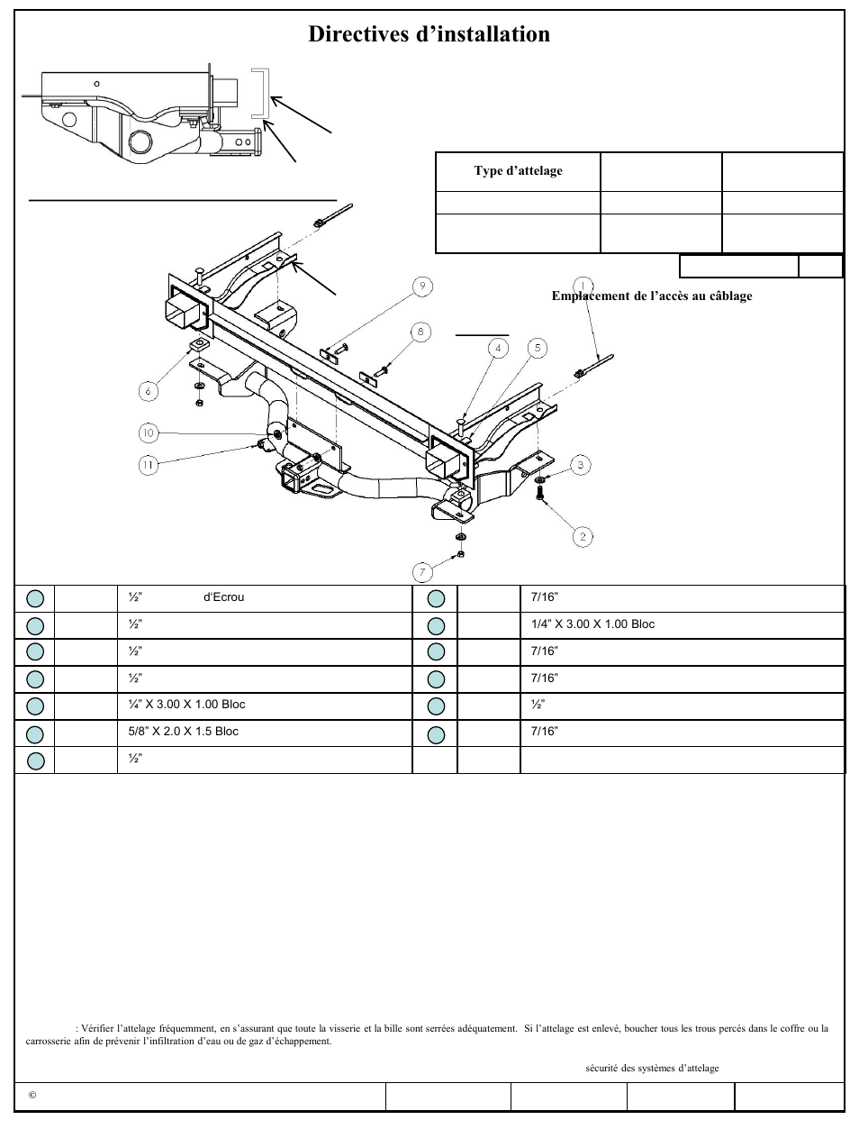 Directives d’installation, Ram promaster, Numéros de pièce | Attelage montré dans la position appropriée | Reese 44706 PROFESSIONAL RECEIVER User Manual | Page 2 / 3