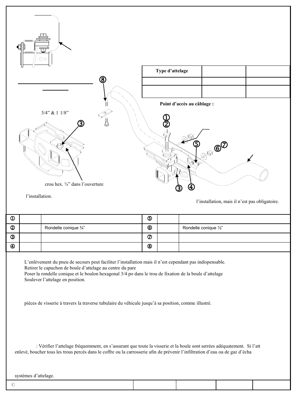 Jk l op n m l, Installation instructions, Dodge ram | Numéros de pièces | Reese 44603 PROFESSIONAL RECEIVER User Manual | Page 2 / 3