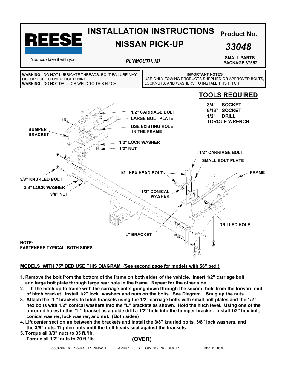 Reese 33048 PROFESSIONAL RECEIVER User Manual | 2 pages