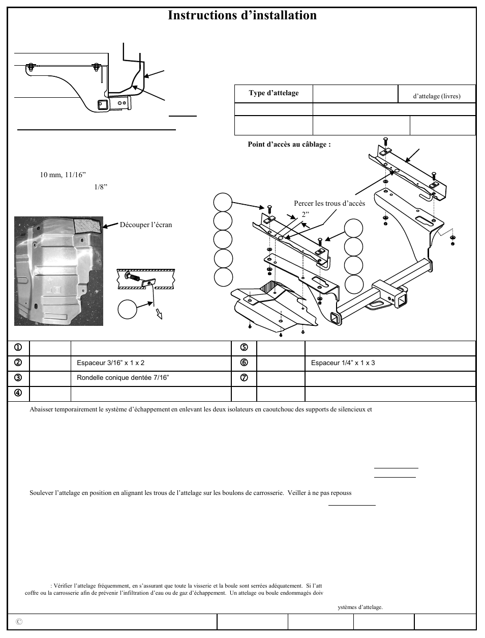 Instructions d’installation | Reese 44631 PROFESSIONAL RECEIVER User Manual | Page 2 / 3