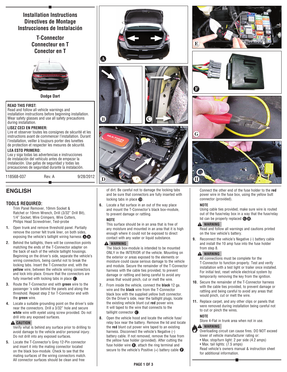 Reese 118568 T-ONE CONNECTOR User Manual | 3 pages