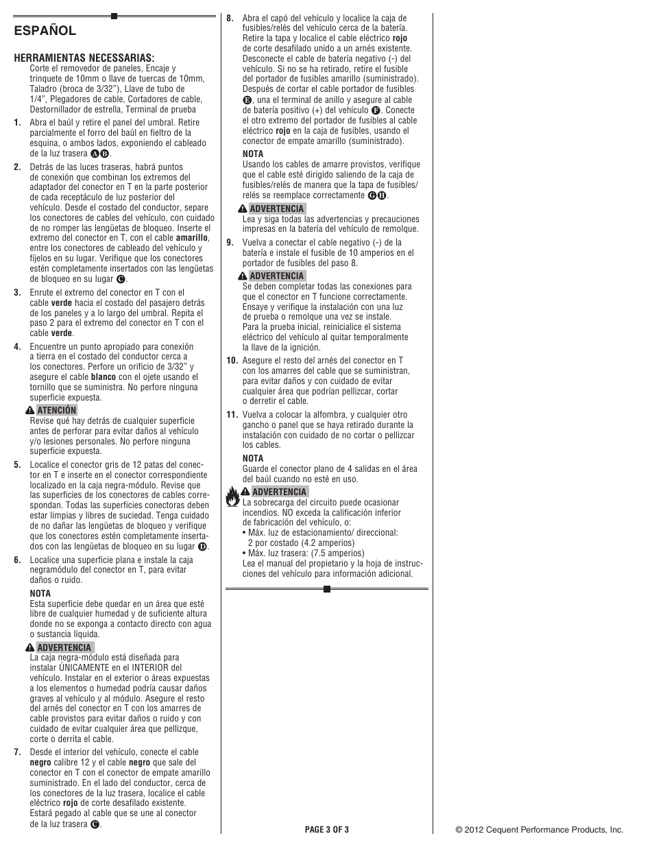 Español | Reese 118568 T-ONE CONNECTOR User Manual | Page 3 / 3