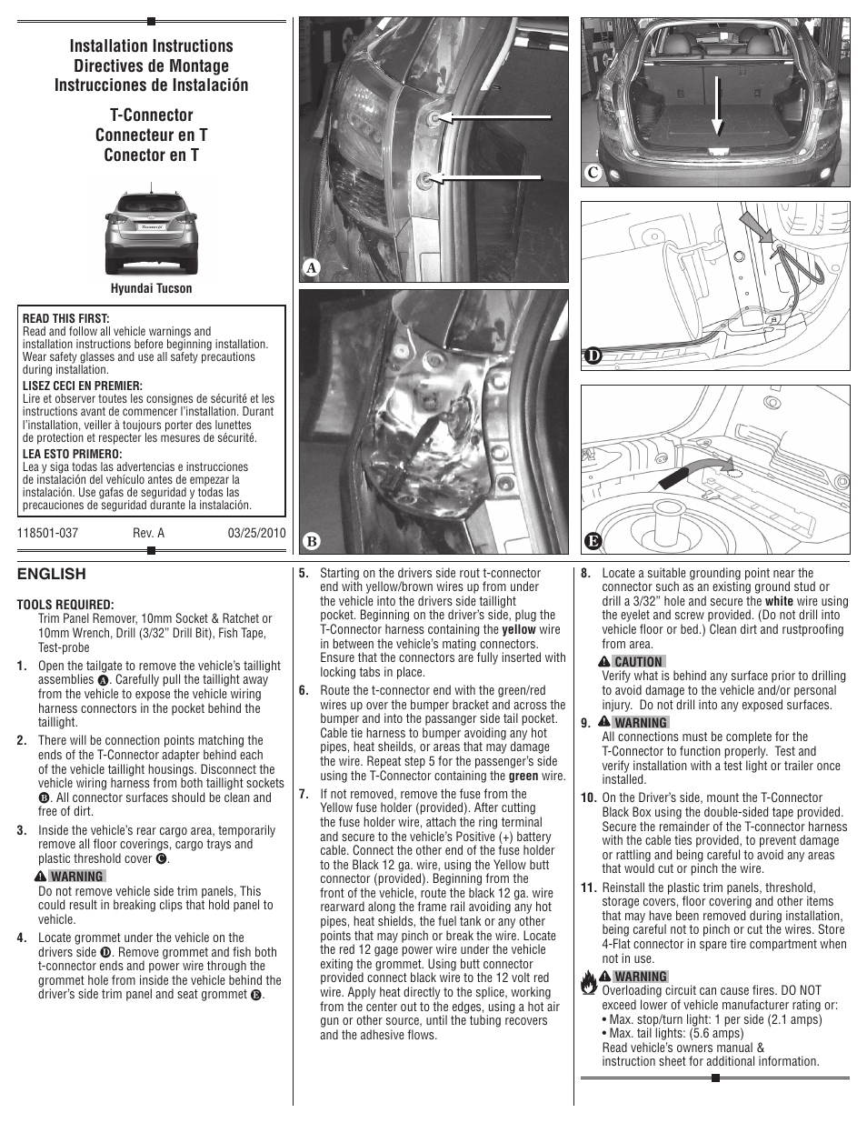 Reese 118501 T-ONE CONNECTOR User Manual | 2 pages