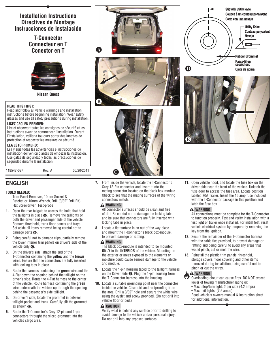 Reese 118547 T-ONE CONNECTOR User Manual | 2 pages