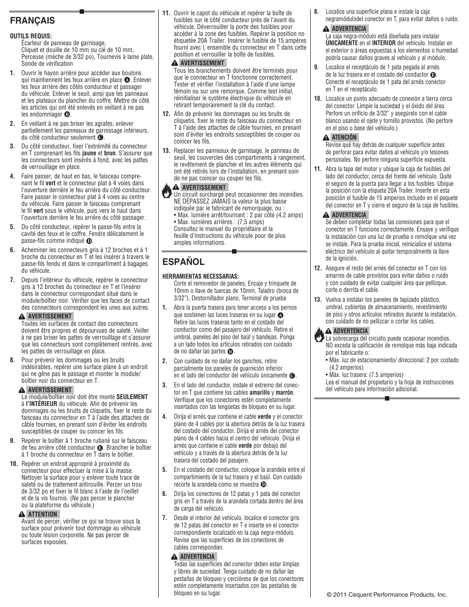 Français, Español | Reese 118547 T-ONE CONNECTOR User Manual | Page 2 / 2
