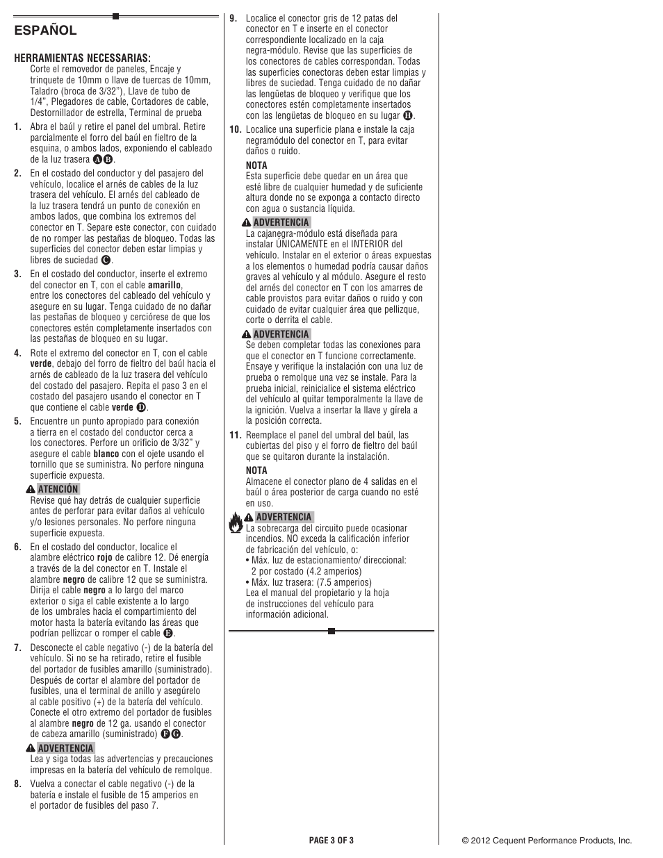 Español | Reese 118572 T-ONE CONNECTOR User Manual | Page 3 / 3