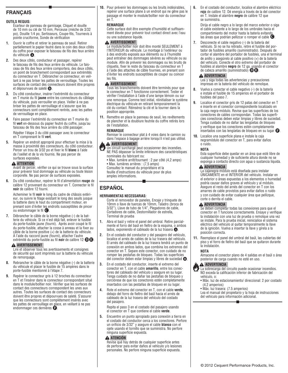 Français, Español | Reese 118562 T-ONE CONNECTOR User Manual | Page 2 / 2