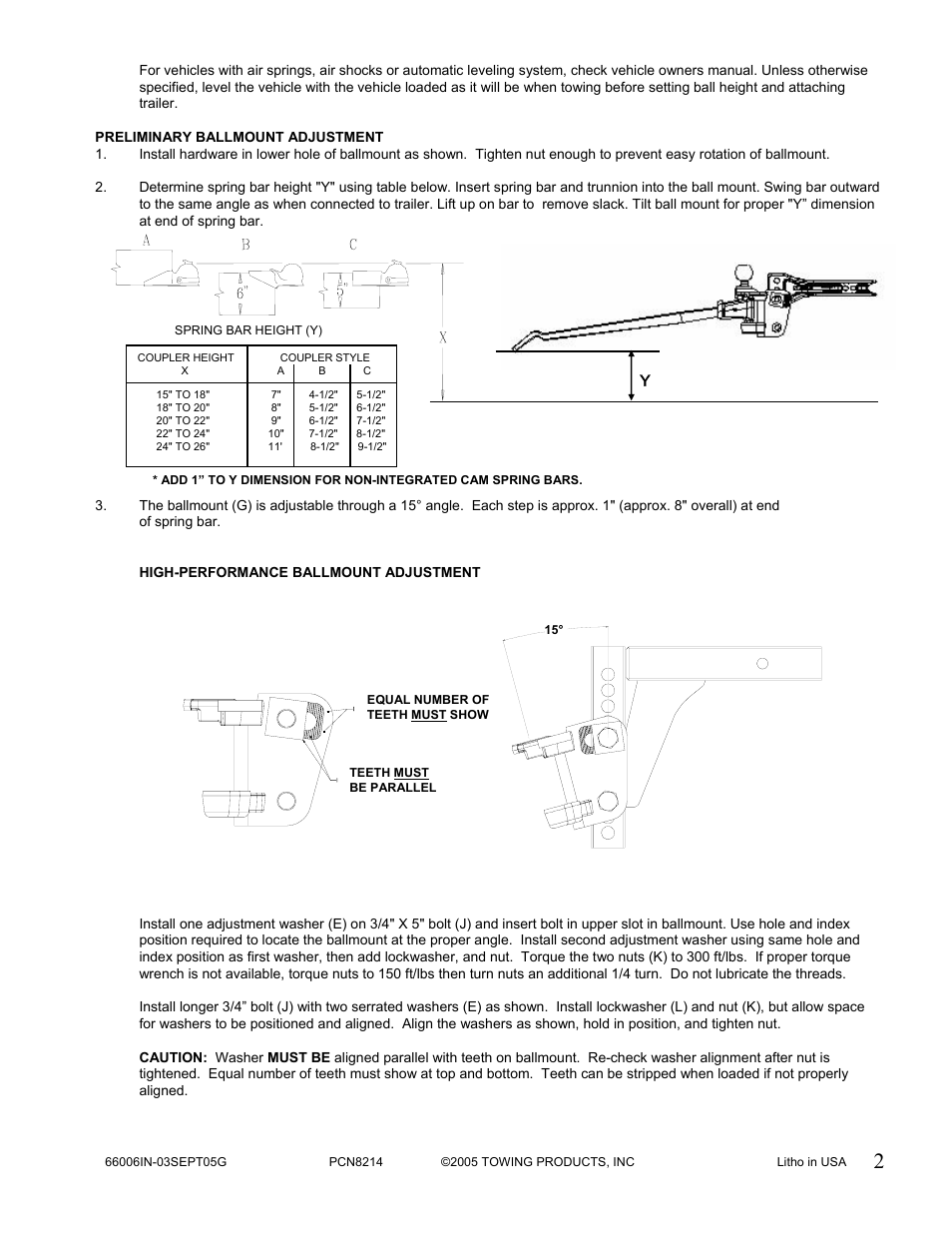 Reese 66084 STRAIT-LINE TRUNNION BAR User Manual | Page 2 / 4