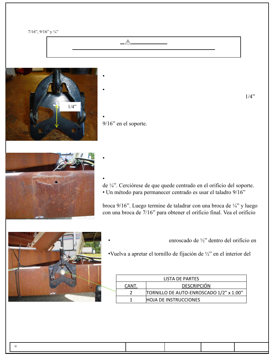 Instrucciones de instalación soporte de agarre | Reese 26002 DUAL CAM HP User Manual | Page 29 / 30