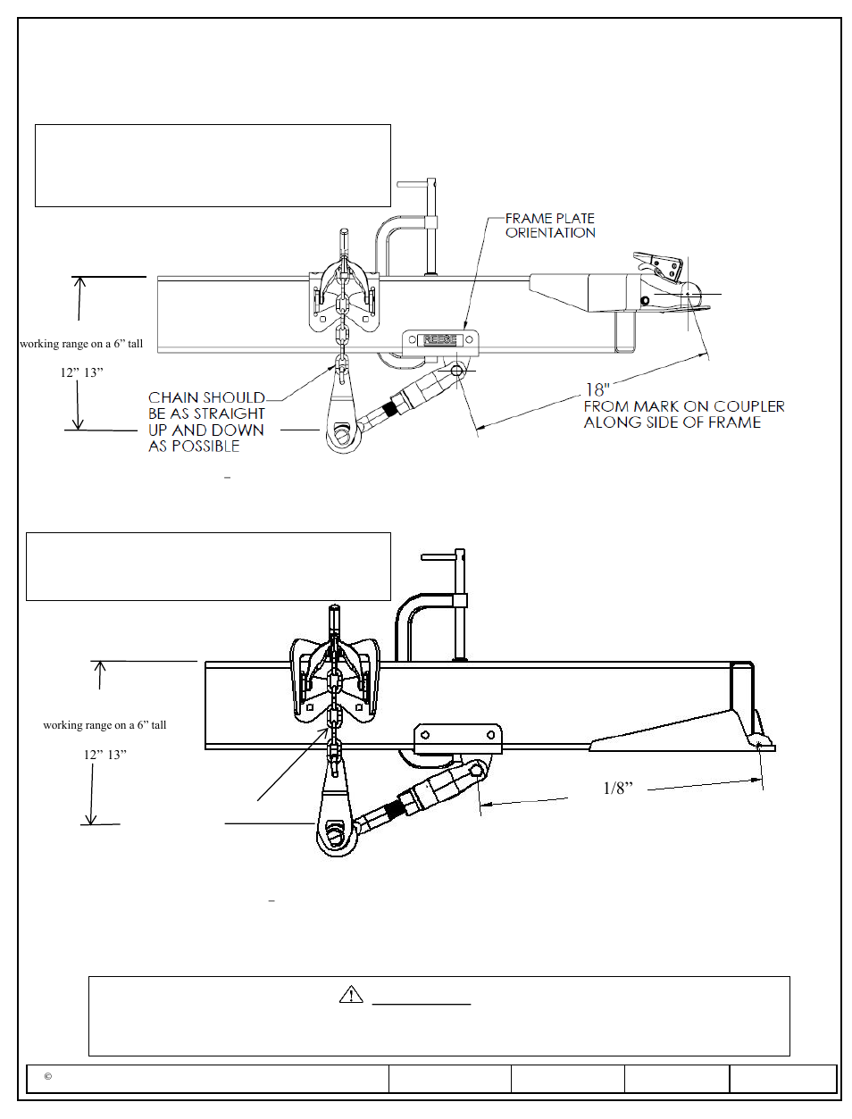 Round bar set up locations (standard coupler), Installation instructions, Caution | Reese dual cam hp high-performance sway control | Reese 26002 DUAL CAM HP User Manual | Page 4 / 30