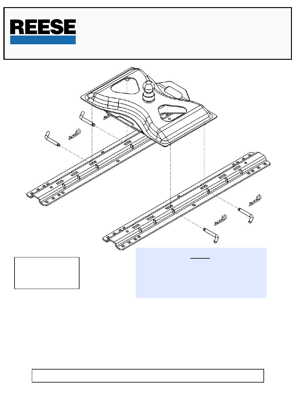 Reese 58079 GOOSENECK PLATE User Manual | 2 pages