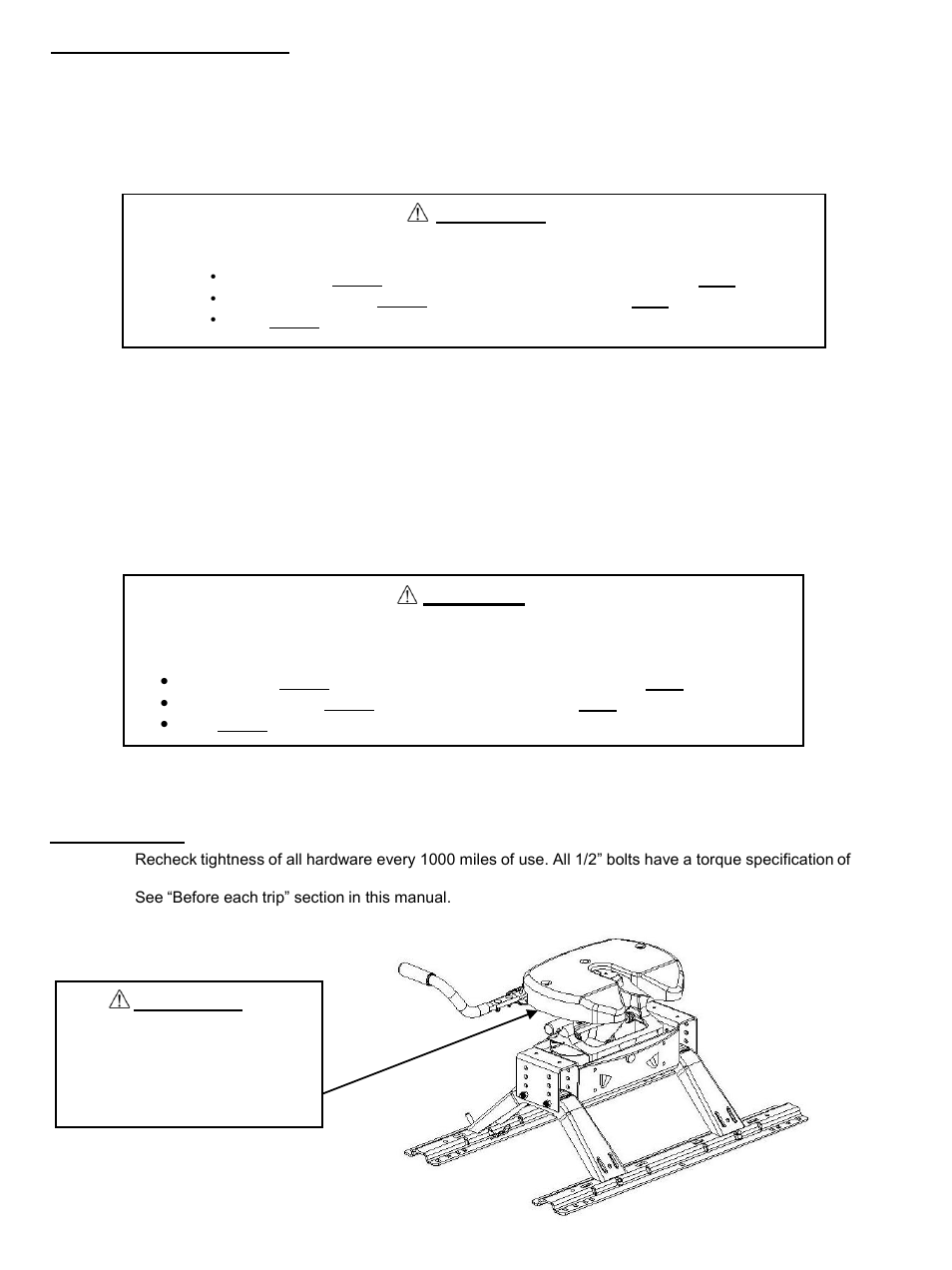 Warning | Reese 30081 SELECT SERIES 20K FIFTH WHEEL User Manual | Page 8 / 16