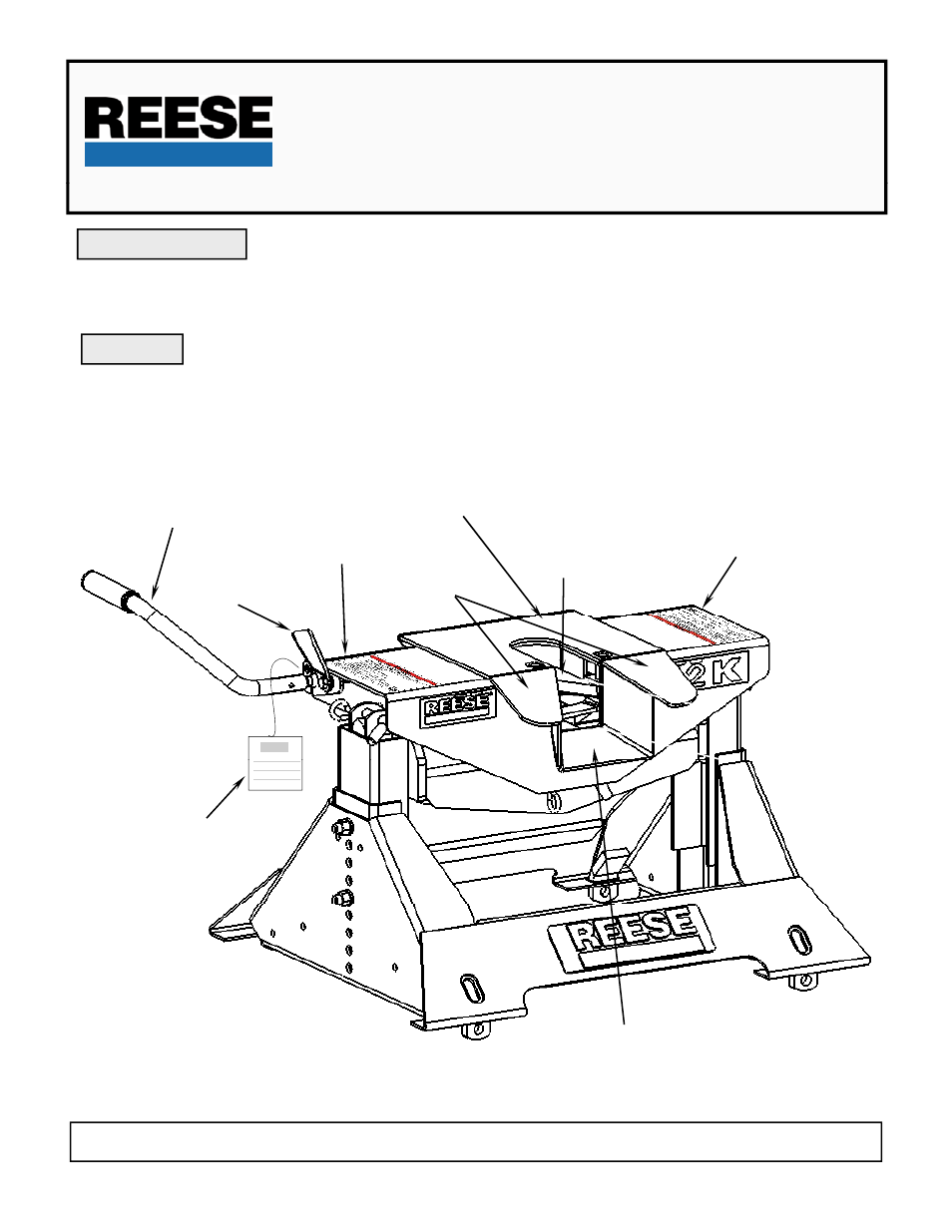 Reese 30033 22K FIFTH WHEEL User Manual | 10 pages